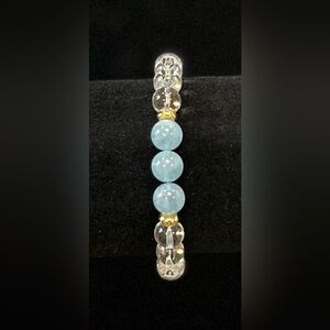 handmade beaded bracelet - grade AAA aquamarine and rock crystal beads
